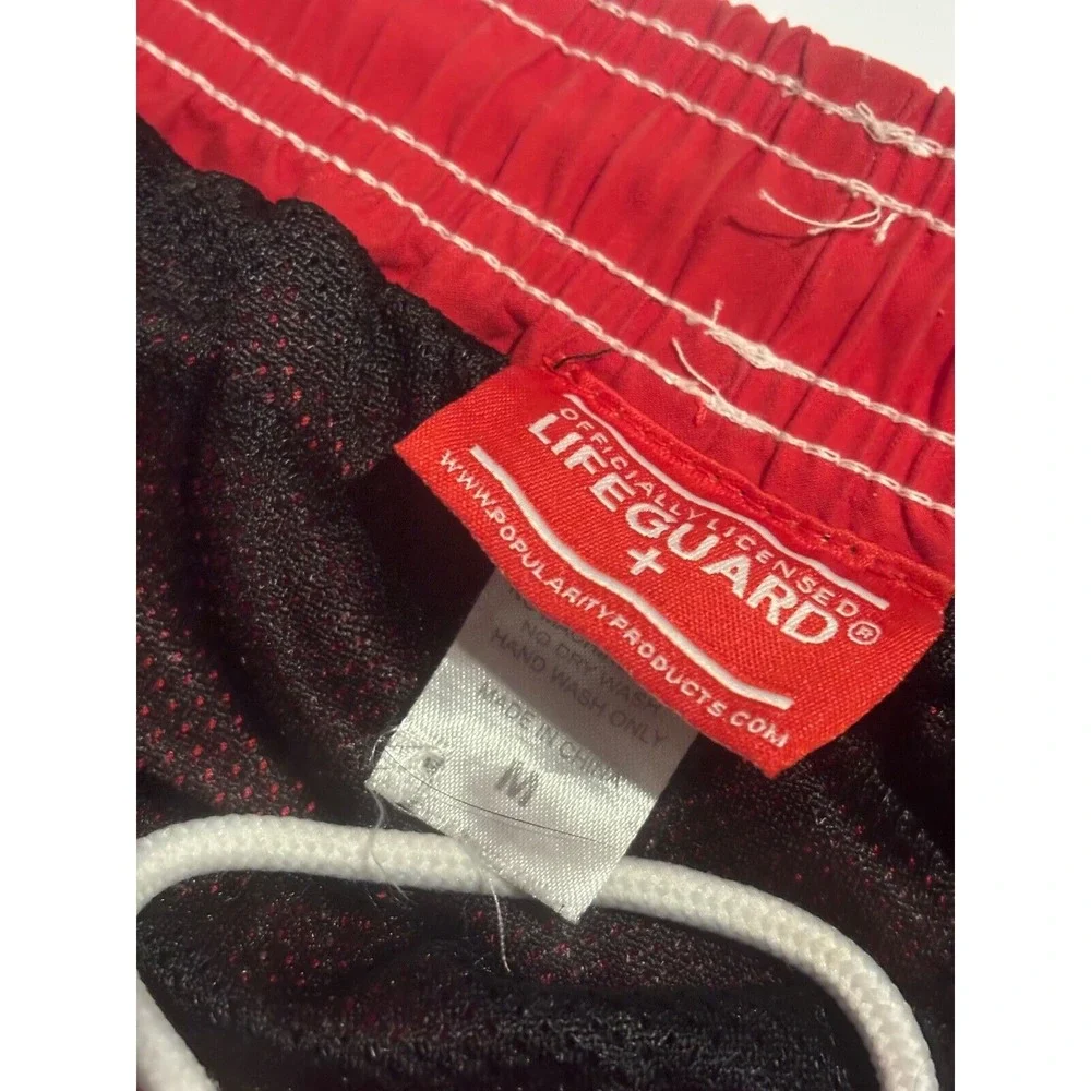 Lifeguard Swim Trunks Red White Men's Size Medium‎ Bathing Suit Summer